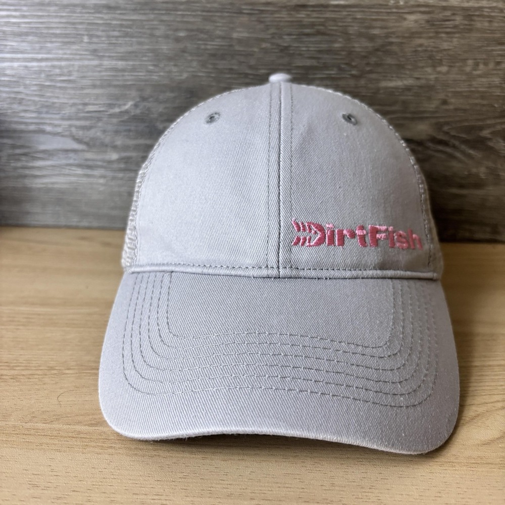 Dirt Fish Hat Cap Snap Back Womens Gray Trucker Embroidered Logo Racing
